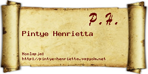 Pintye Henrietta névjegykártya